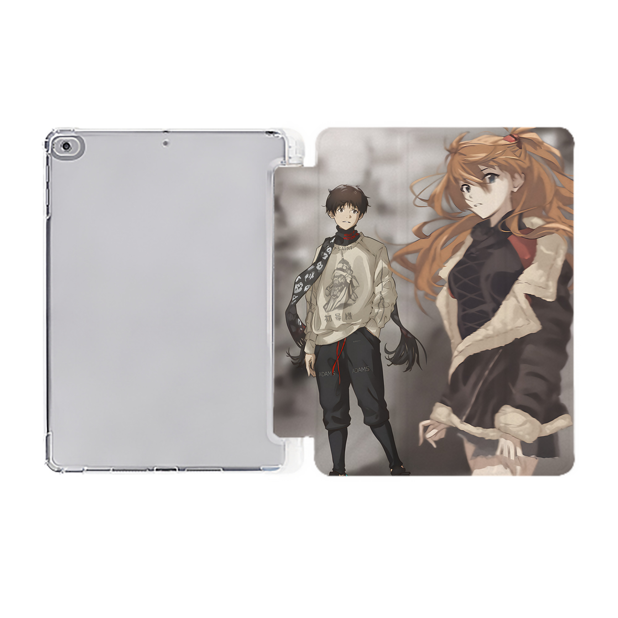 （画像用） EVA 新世紀エヴァンゲリオン IPad ケース ペン収納付き 三つ折りスタンド PUレザー×シリコン 対応機種9.5/10.5/10.9インチ